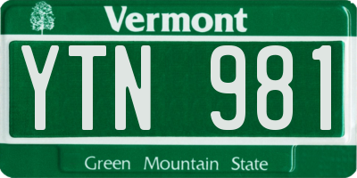 VT license plate YTN981