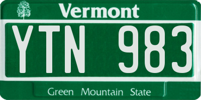 VT license plate YTN983