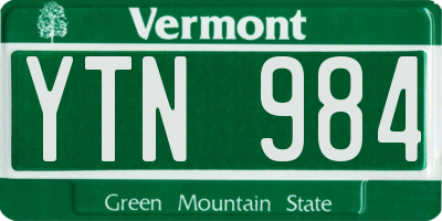 VT license plate YTN984