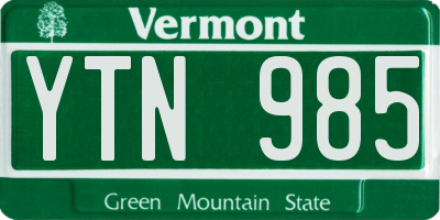 VT license plate YTN985