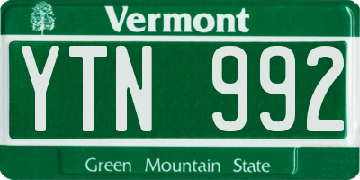 VT license plate YTN992
