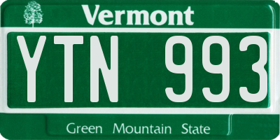 VT license plate YTN993