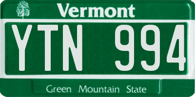 VT license plate YTN994