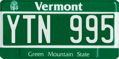 VT license plate YTN995