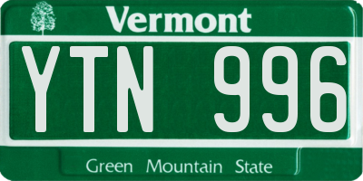 VT license plate YTN996