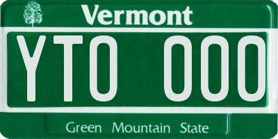 VT license plate YTO000