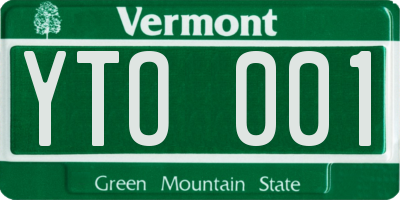 VT license plate YTO001