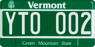 VT license plate YTO002