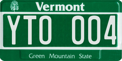 VT license plate YTO004
