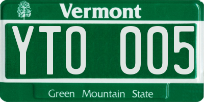 VT license plate YTO005