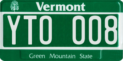 VT license plate YTO008