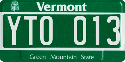 VT license plate YTO013