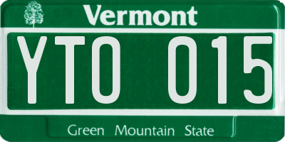 VT license plate YTO015