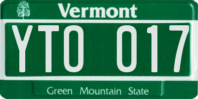 VT license plate YTO017