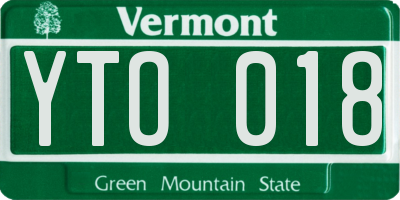 VT license plate YTO018