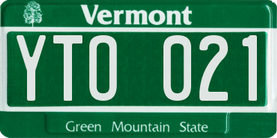 VT license plate YTO021