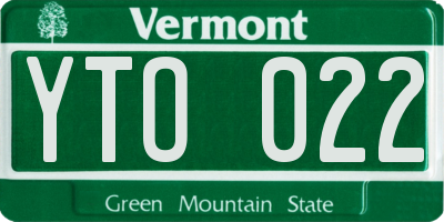 VT license plate YTO022