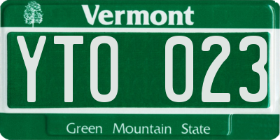 VT license plate YTO023
