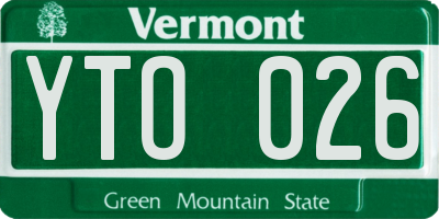 VT license plate YTO026
