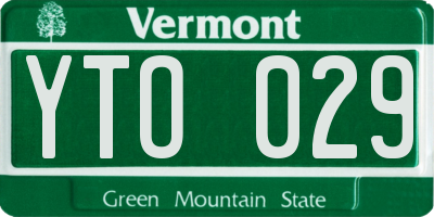VT license plate YTO029