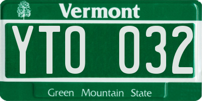 VT license plate YTO032