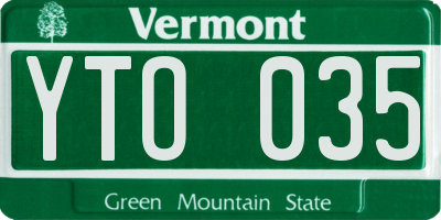 VT license plate YTO035