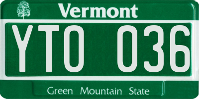 VT license plate YTO036