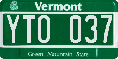VT license plate YTO037