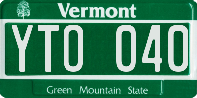 VT license plate YTO040