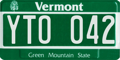 VT license plate YTO042