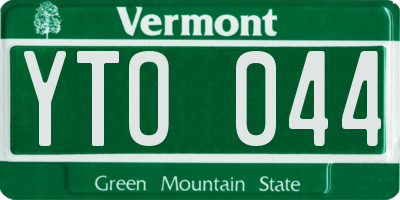 VT license plate YTO044