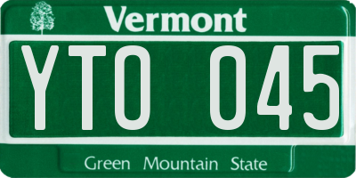 VT license plate YTO045