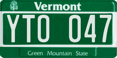 VT license plate YTO047