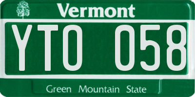 VT license plate YTO058