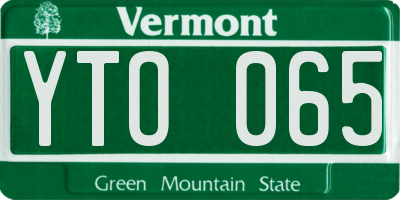 VT license plate YTO065