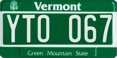 VT license plate YTO067