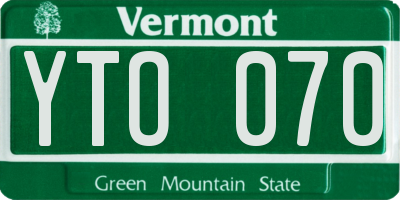 VT license plate YTO070