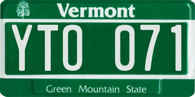 VT license plate YTO071