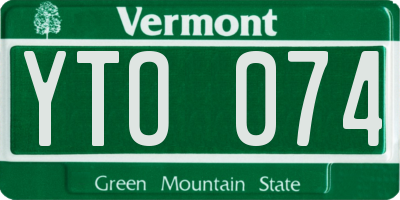 VT license plate YTO074