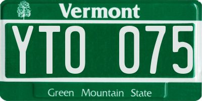 VT license plate YTO075