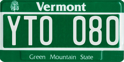 VT license plate YTO080
