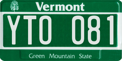 VT license plate YTO081