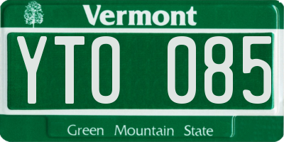 VT license plate YTO085