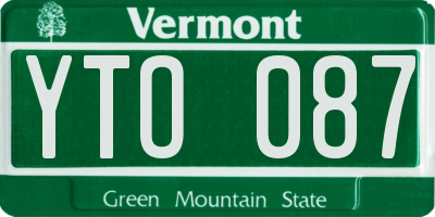VT license plate YTO087