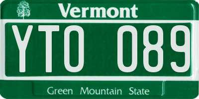 VT license plate YTO089