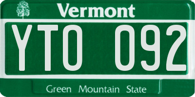 VT license plate YTO092