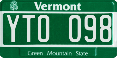 VT license plate YTO098