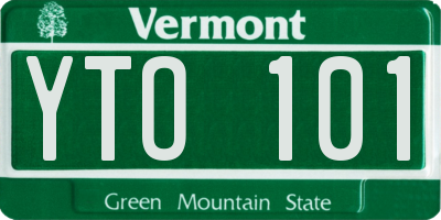 VT license plate YTO101