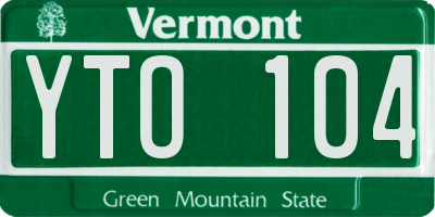 VT license plate YTO104