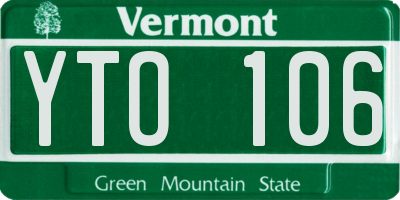 VT license plate YTO106